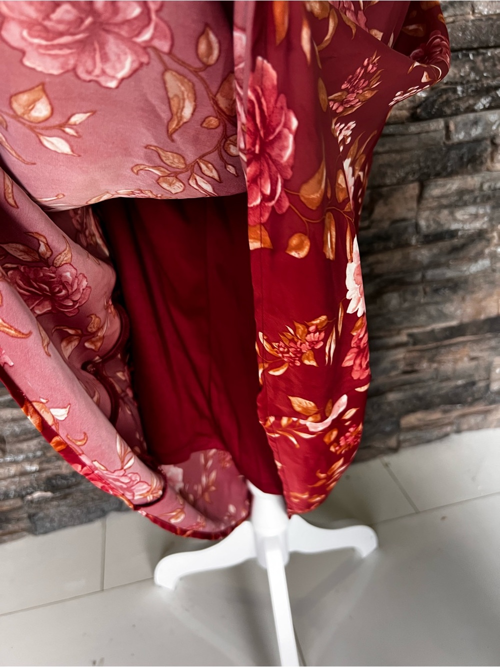 Francesca's Rose Red Floral Slip with Lace Detail - Picture 8 of 13